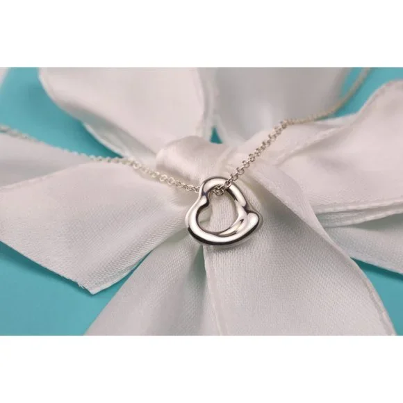 Tiffany & Co. Elsa Peretti Open Heart Pendant Necklace in Sterling Silver 11mm - Picture 9 of 9
